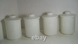 Lot of vintage ART DECO Milk Glass Light Shades, UNUSUAL spotted pattern beehive