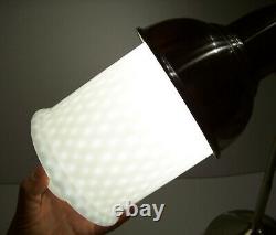 Lot of vintage ART DECO Milk Glass Light Shades, UNUSUAL spotted pattern beehive