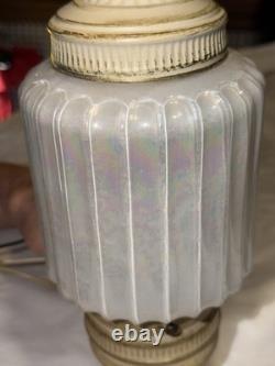 MCM Light Fixture Opal Iridescent Pearl White Glass Cover With Receptacle! Rare