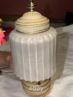 MCM Light Fixture Opal Iridescent Pearl White Glass Cover With Receptacle! Rare