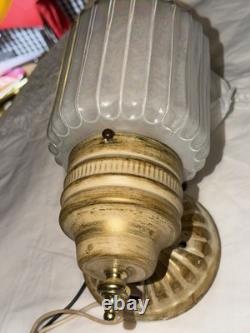 MCM Light Fixture Opal Iridescent Pearl White Glass Cover With Receptacle! Rare