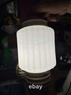 MCM Light Fixture Opal Iridescent Pearl White Glass Cover With Receptacle! Rare