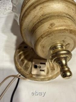 MCM Light Fixture Opal Iridescent Pearl White Glass Cover With Receptacle! Rare