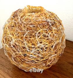 MCM Lucite Spaghetti Hanging Lamp Shade vintage - gold, brown & clear
