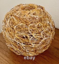 MCM Lucite Spaghetti Hanging Lamp Shade vintage - gold, brown & clear
