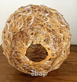 MCM Lucite Spaghetti Hanging Lamp Shade vintage - gold, brown & clear