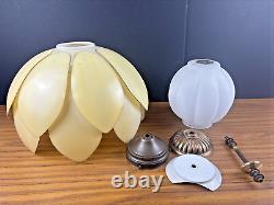 MCM Mid Century Modern Light Lamp Shade Yellow Plastic Lotus Petal Retro 1970's