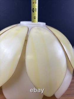 MCM Mid Century Modern Light Lamp Shade Yellow Plastic Lotus Petal Retro 1970's