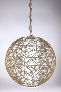 MCM Mid Century Modern Retro Thread Lampshade Light String Bronze GlobeBall T857