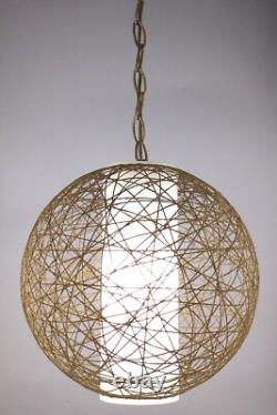 MCM Mid Century Modern Retro Thread Lampshade Light String Bronze GlobeBall T857 MCM Mid Century Modern Retro Thread Lampshade Light String Bronze GlobeBall T857