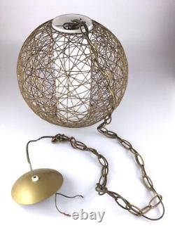MCM Mid Century Modern Retro Thread Lampshade Light String Bronze GlobeBall T857