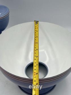 MCM Vintage Tole Ware Toleware Periwinkle Blue Table Hurricane Lamp 19 Works