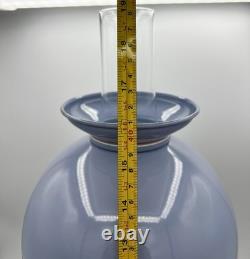 MCM Vintage Tole Ware Toleware Periwinkle Blue Table Hurricane Lamp 19 Works