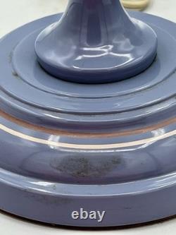 MCM Vintage Tole Ware Toleware Periwinkle Blue Table Hurricane Lamp 19 Works