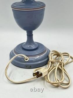 MCM Vintage Tole Ware Toleware Periwinkle Blue Table Hurricane Lamp 19 Works