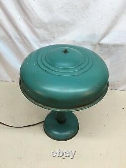 MCM Vintage UFO Saucer Shade Metal Table Lamp 1940's Gas Garage Station