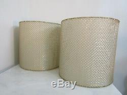 MID Century Modern Brass Lamp Shades Vtg Pair Knoll Style