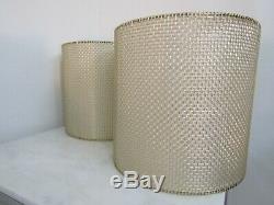 MID Century Modern Brass Lamp Shades Vtg Pair Knoll Style