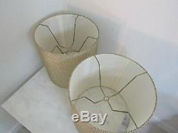 MID Century Modern Brass Lamp Shades Vtg Pair Knoll Style