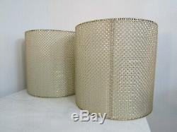 MID Century Modern Brass Lamp Shades Vtg Pair Knoll Style