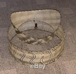 MID Century Modern Large Fiber Lamp Shade Two Tier Vintage Curved Top Atomic