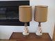 Mid Century Vintage Atomic Large Ceramic Lamps With Shades