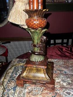 MONKEY BAMBOO LAMP Sedgefield by Adams with shade EXCELLENT Vintage