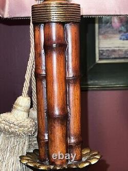 MONKEY BAMBOO LAMP Sedgefield by Adams with shade EXCELLENT Vintage