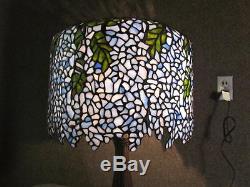 MONUMENTAL VINTAGE signed DALE TIFFANY LEADED LAMP SHADE in WISTERIA DESIGN