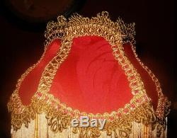 Madame Bella, Victorian Traditional Downton Lampshade. Rich Ruby Red Damask 8