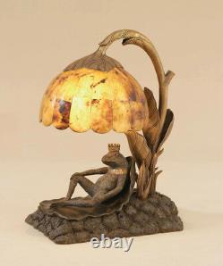 Maitland Smith 8190-17 Verdigris, Brass Frog Prince Lamp Penshell Shade NEW