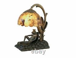 Maitland Smith 8190-17 Verdigris, Brass Frog Prince Lamp Penshell Shade NEW