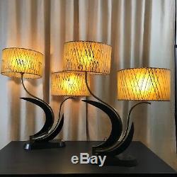 Majestic lamp PAIR fiberglass shades mid century atomic lighting 1950s vintage