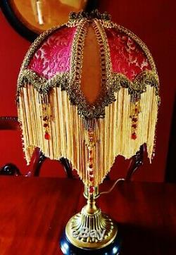 Mandalay, Victorian Downton Lampshade. Burgundy & Gold Chenille & Gold Velvet 12