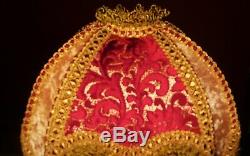 Mandalay, Victorian Downton Lampshade. Burgundy & Gold Chenille & Gold Velvet 12