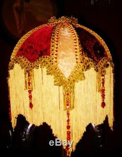 Mandalay, Victorian Downton Lampshade. Burgundy & Gold Chenille & Gold Velvet 12