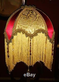 Mandalay, Victorian, Downton Lampshade. Exquisite Gold Brocade & Red Silk. 16