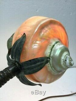 Mermaid Desk Lamp With Sea Snail Shell Shade Aged Bronze With Touch Of Verde Vintage