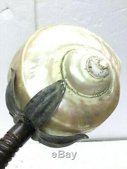 Mermaid Desk Lamp With Sea Snail Shell Shade Aged Bronze With Touch Of Verde Vintage