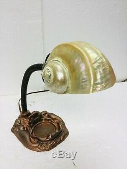 Mermaid Desk Lamp With Sea Snail Shell Shade Aged Bronze With Touch Of Verde Vintage