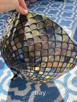 Meyda Tiffany Vintage Lamp Fishscale Collection 16' Shade Green/Blue 3 Lights