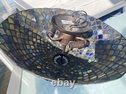 Meyda Tiffany Vintage Lamp Fishscale Collection 16' Shade Green/Blue 3 Lights