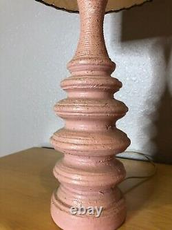 Mid Century Modern Atomic Sculpted Porcelain Vintage Lamps PINK Fiberglass Shade