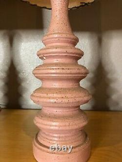 Mid Century Modern Atomic Sculpted Porcelain Vintage Lamps PINK Fiberglass Shade