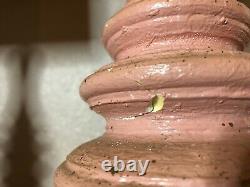 Mid Century Modern Atomic Sculpted Porcelain Vintage Lamps PINK Fiberglass Shade