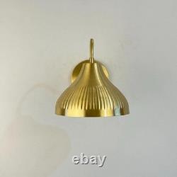 Mid Century Modern Brass Wall Sconce Ribbed Shade Handmade Brass Wall Light