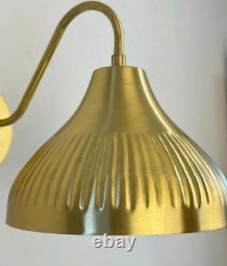Mid Century Modern Brass Wall Sconce Ribbed Shade Handmade Brass Wall Light