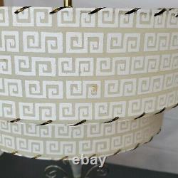 Mid Century Modern Ceramic Atomic Lamp Set Tier Fiberglass Shades Vintage MCM