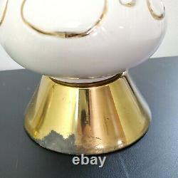 Mid Century Modern Ceramic Atomic Lamp Set Tier Fiberglass Shades Vintage MCM