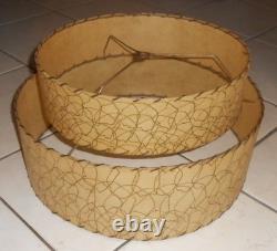 Mid Century Modern Spun Fiber LARGE Double Tier Lampshade withGold MCM